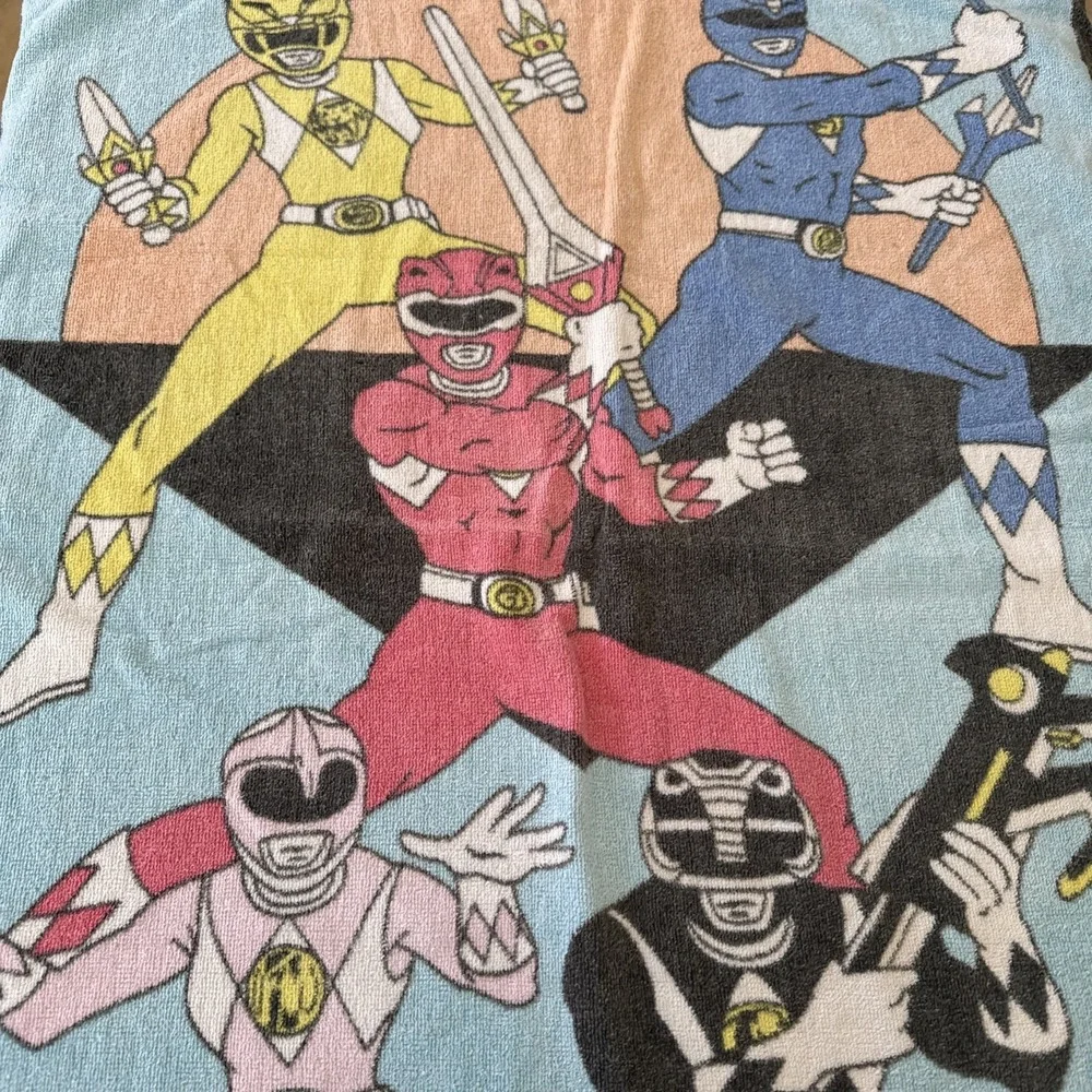 Vintage 1993 Mighty Morphin Power Rangers Beach Pool Bath Towel SABAN